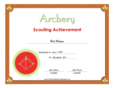 Archery Badge certificate