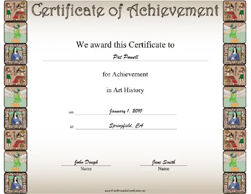 Art History Printable Certificate