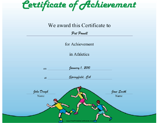 Athletics certificate