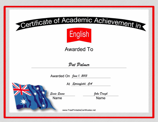 Australia English Language certificate