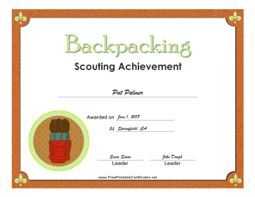 Backpacking Badge certificate