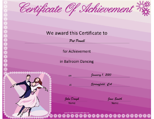 Ballroom Dancing certificate