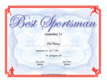 Best Sportsman certificate