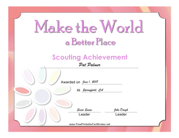 Better World Badge certificate