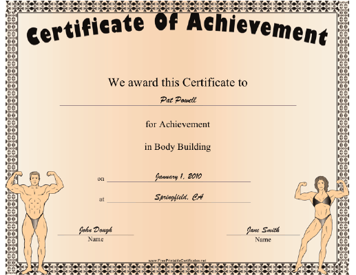 Body Building certificate