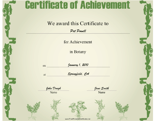 Botany certificate