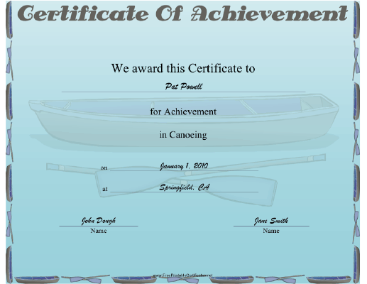 Canoeing certificate