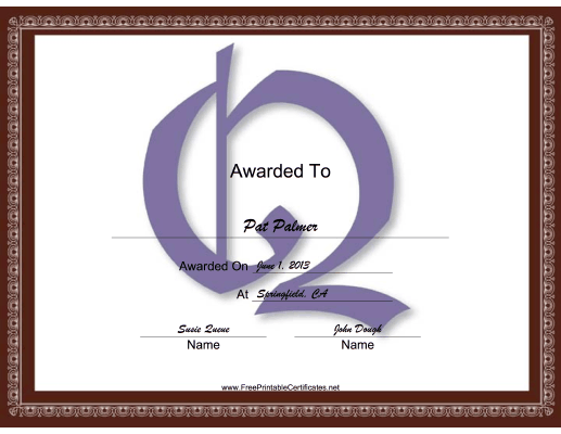 Q Monogram certificate