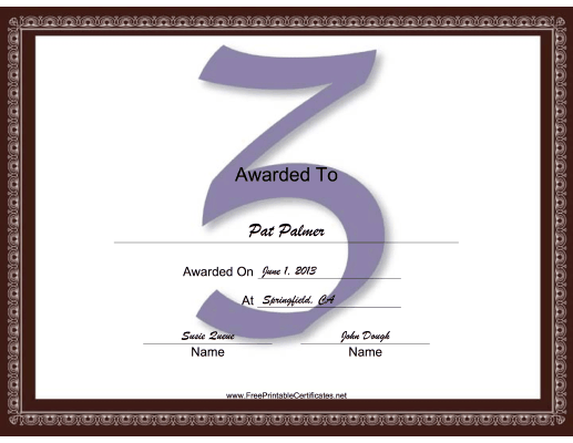 Z Monogram certificate