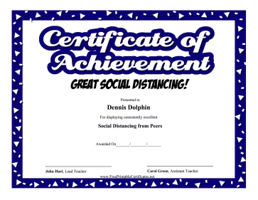 Certificate Of Achievement Social Distancing certificate