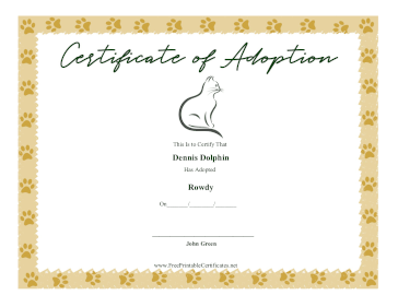 Certificate Of Adoption Cat certificate