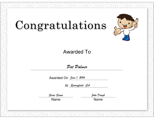 Congratulations certificate