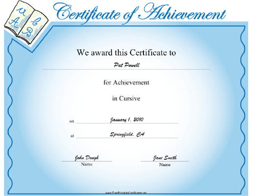 Cursive Printable Certificate