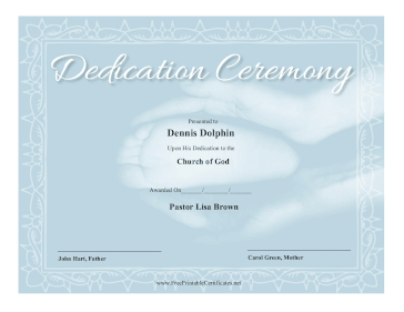 Dedication Ceremony Certificate Blue Printable Certificate