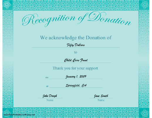 Recognition of Donation certificate