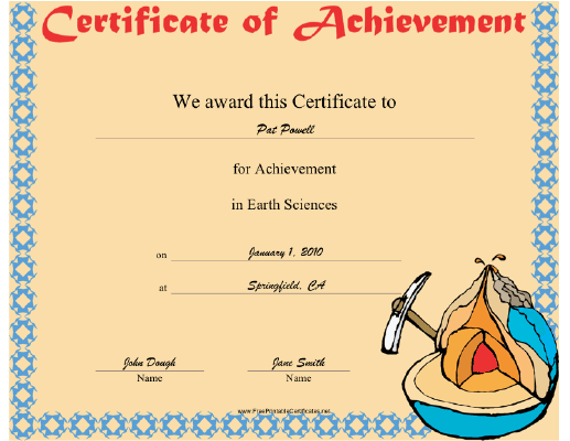 Earth Science certificate