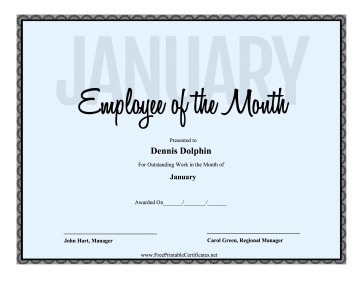 Employee Of The Month January certificate