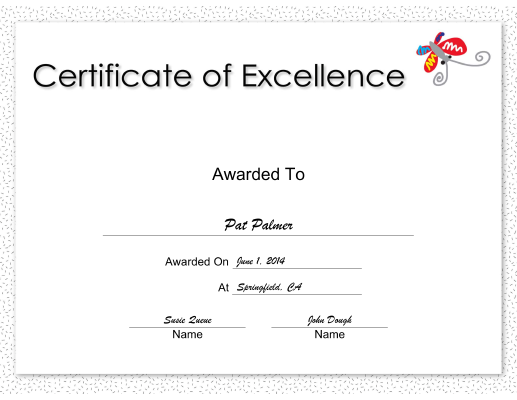 Excellence certificate