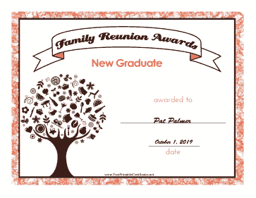 Family Reunion New Graduate certificate