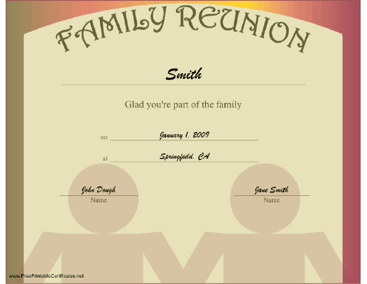 Family Reunion certificate