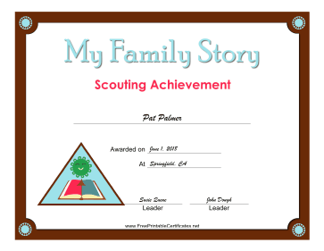 Family Story Badge certificate