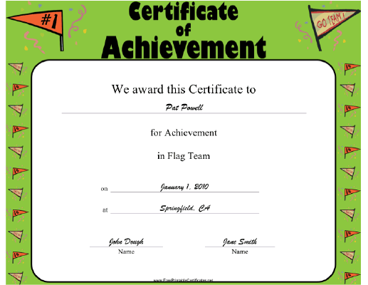 Flag Team certificate