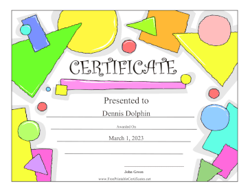 Geometric Shapes certificate