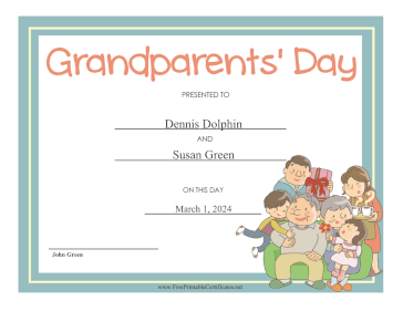 Grandparents Day certificate