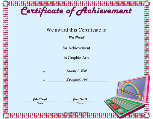 Graphic Arts certificate