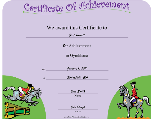 Gymkhana certificate