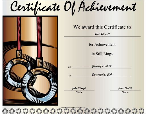 Gymnastics Still Rings certificate