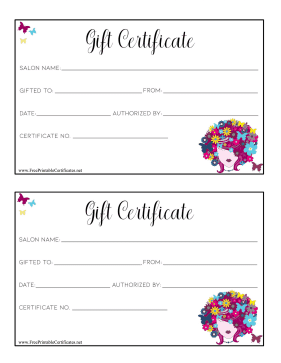 Hairdresser Gift certificate