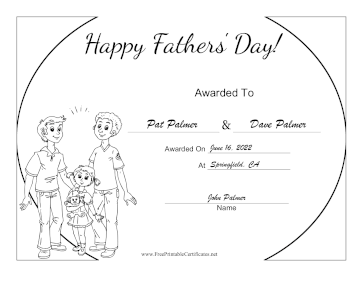 Happy Fathers Day BW certificate