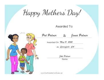 Happy Mothers Day certificate