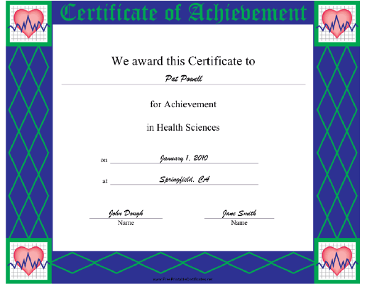 Health Sciences certificate