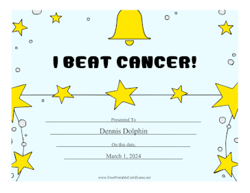 I Beat Cancer certificate