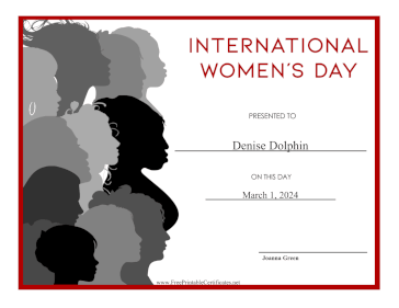 International Womens Day certificate