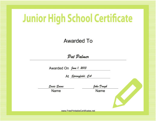 Junior High School certificate