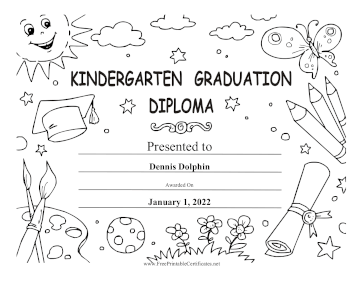 Kindergarten Graduation Diploma Black and White certificate