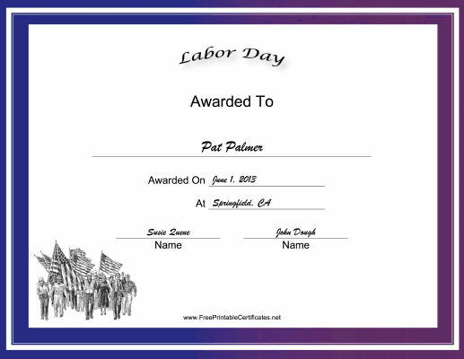 Labor Day Holiday certificate