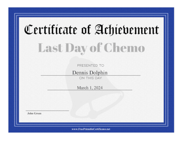 Last Day Of Chemo certificate