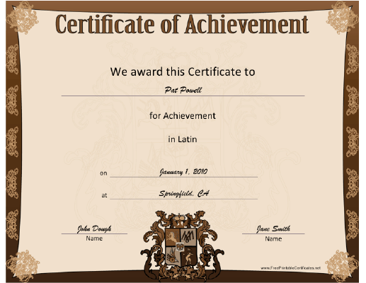 Latin certificate