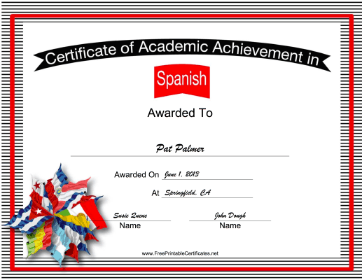 Latin America Spanish Language certificate