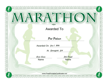 Marathon certificate