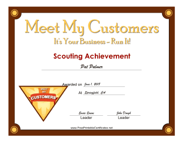 Meet My Customers Badge certificate