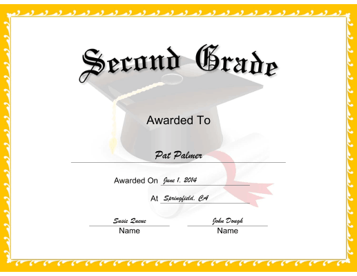 Mortarboard Grade 2 certificate