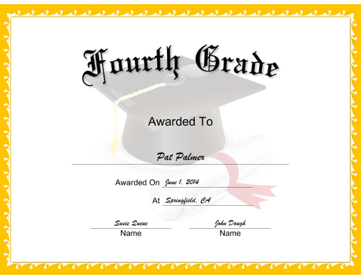 Mortarboard Grade 4 certificate