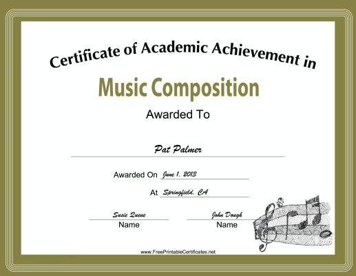 Music Composition Academic certificate