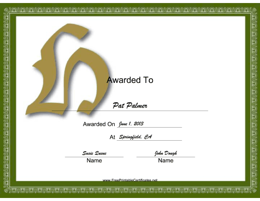 Offset H Monogram certificate