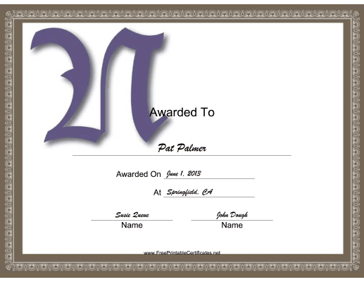 Offset N Monogram certificate